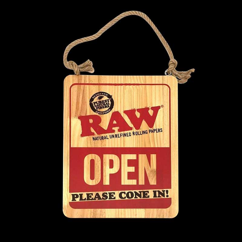 Raw Wood Sign Open