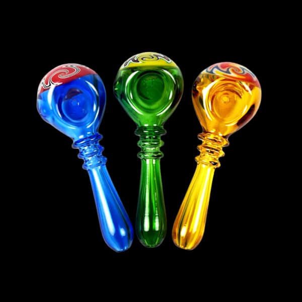 Multicolor Handblown Glass Spoon Square Hand Pipe